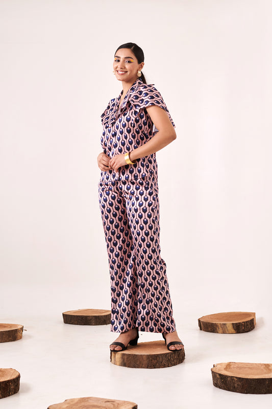 Geometric print wide waistband Co-Ord set