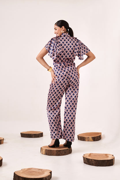 Geometric print wide waistband Co-Ord set