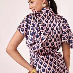 Printed geometric blazer shirt