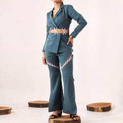 Blue Cut-Out Co-Ord Set