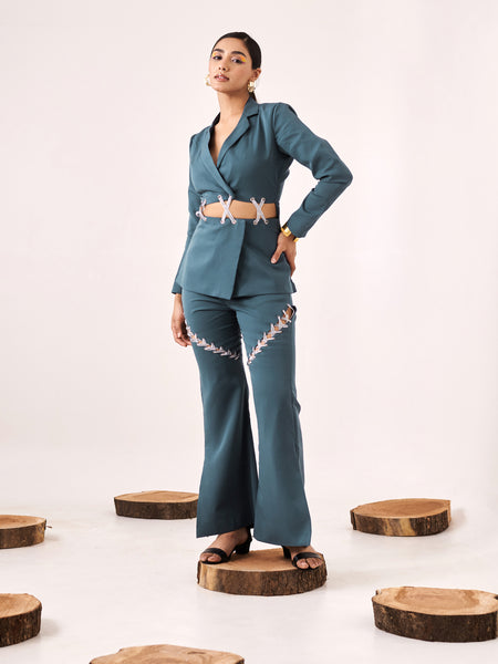 Blue Cut-Out Co-Ord Set