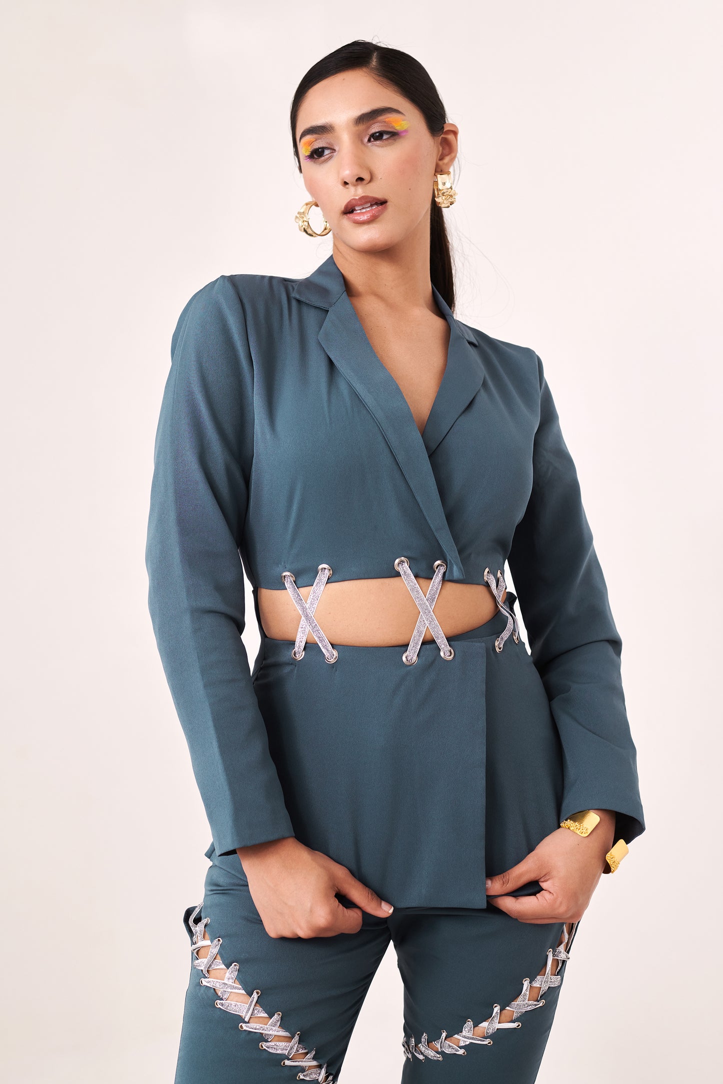 Blue Cut-Out Co-Ord Set