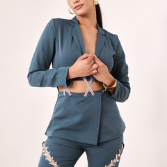 Blue Cut-Out Co-Ord Set