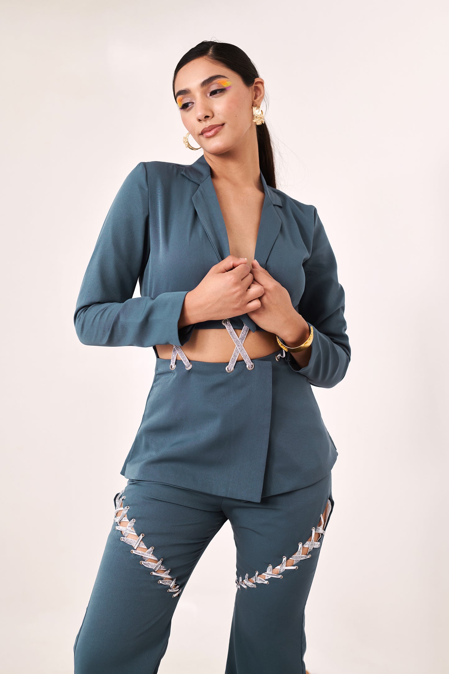 Blue Cut-Out Co-Ord Set