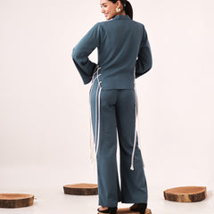 Blue laced cords shrug pant set