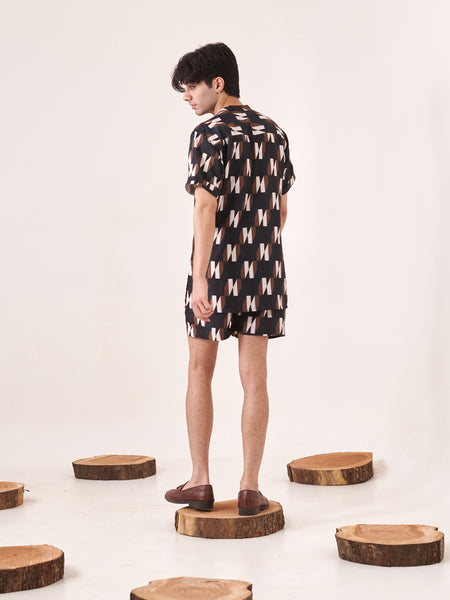 Black & Green Geometric Print Co-ord Set