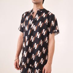 Black & Green Geometric Print Co-ord Set