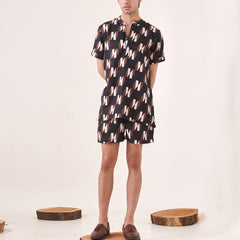 Black & Green Geometric Print Co-ord Set