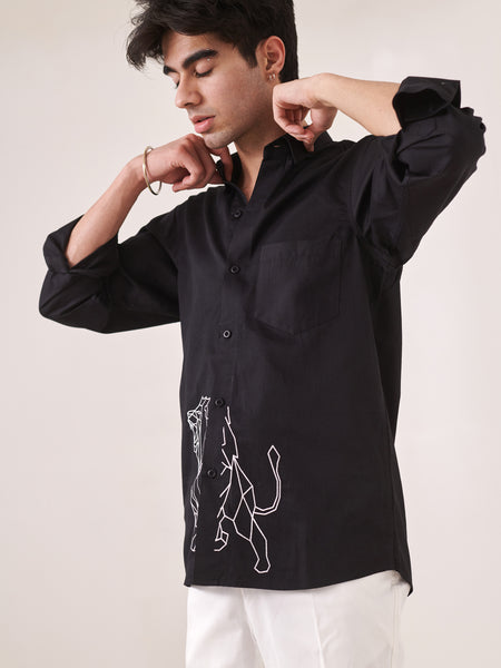 Lion Embroidered Shirt