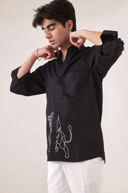 Lion Embroidered Shirt