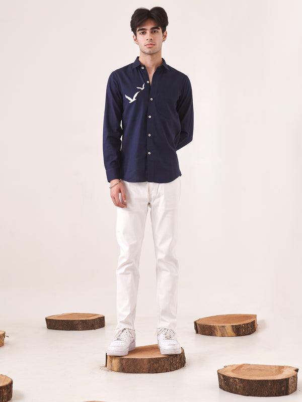 Bird Embroidered Shirt