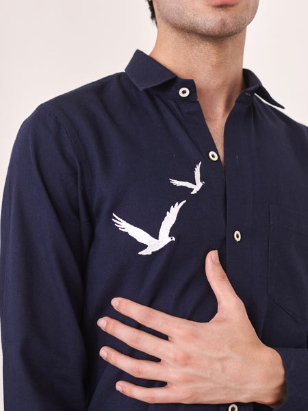 Bird Embroidered Shirt