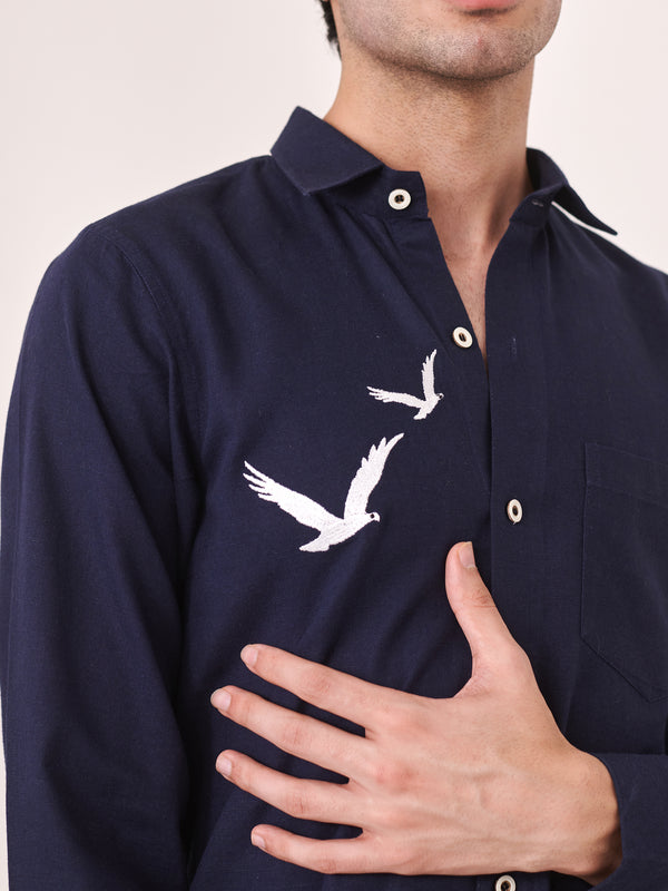 Bird Embroidered Shirt
