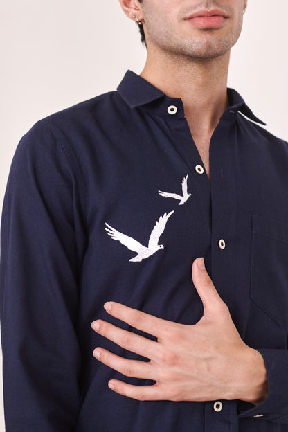 Bird Embroidered Shirt