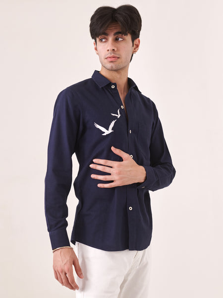 Bird Embroidered Shirt
