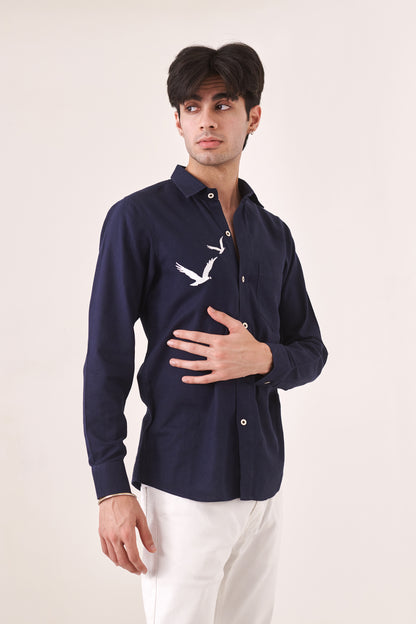 Bird Embroidered Shirt