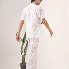 White hand printed trouser