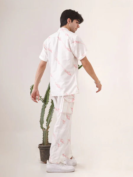 White hand printed trouser