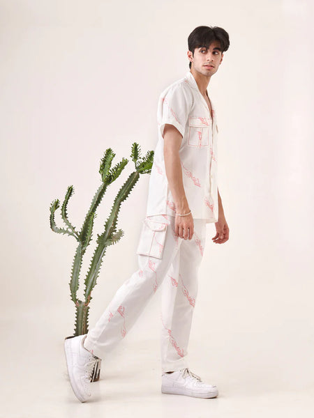 White hand printed shirt