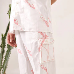 White hand printed trouser