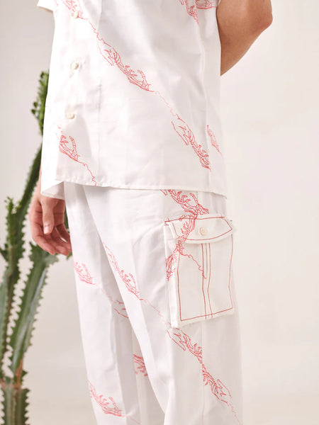 White hand printed trouser