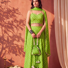 Green Bandhani Multi-Styling Lehenga Saree