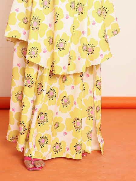 Floral slited skirt