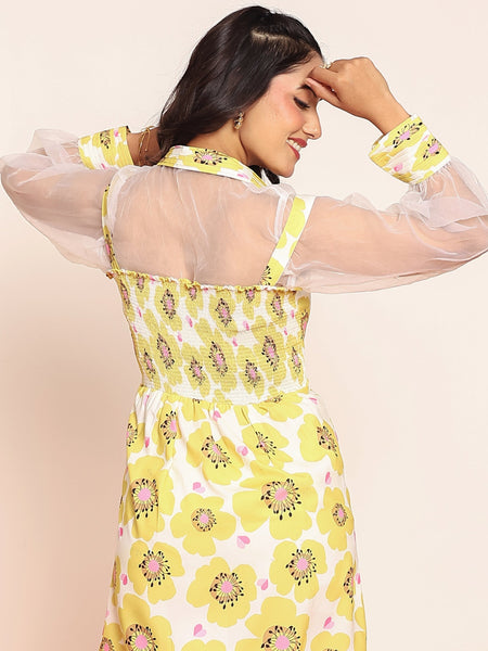 Organza shirt with printed details