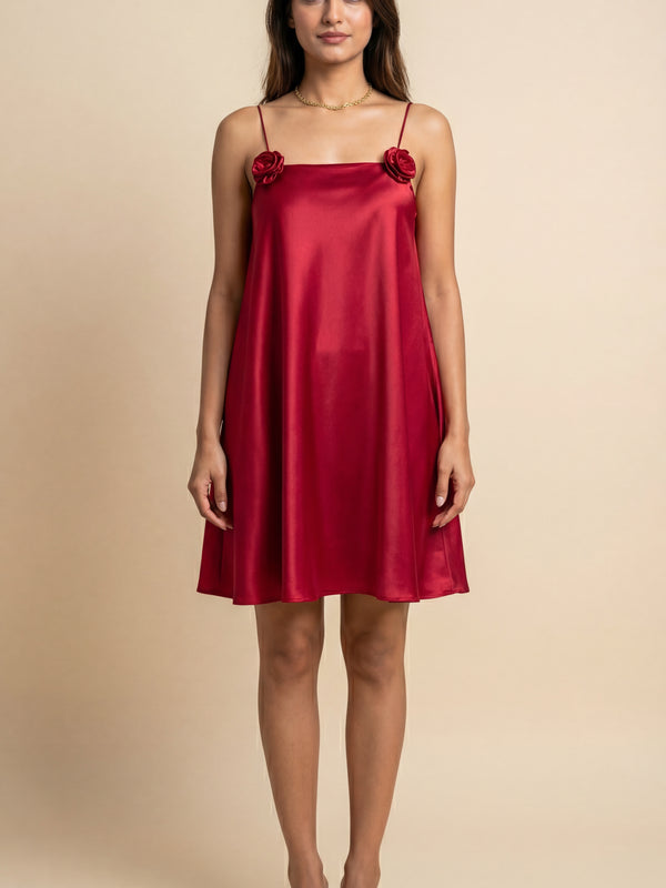 Wine Solid Mini Dress