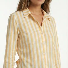Striped Cotton Slub Shirt with a Tie Up Back
