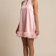 Rosy Pink Halter Neck Mini Dress