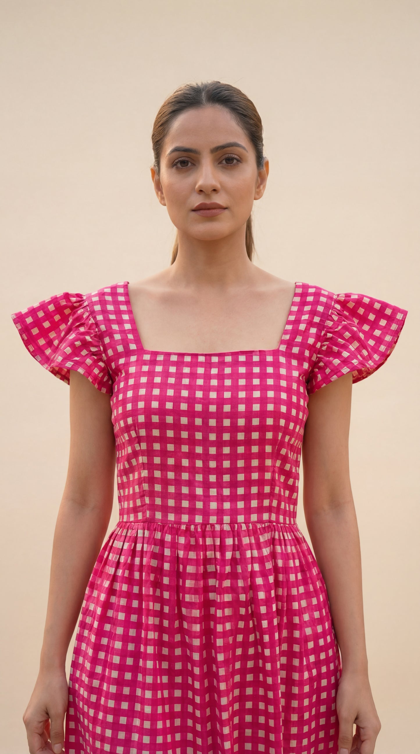 Pink Checked Mini Dress