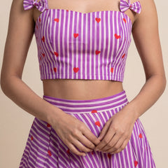 Heart Striped Printed Top & Skirt Co-ord