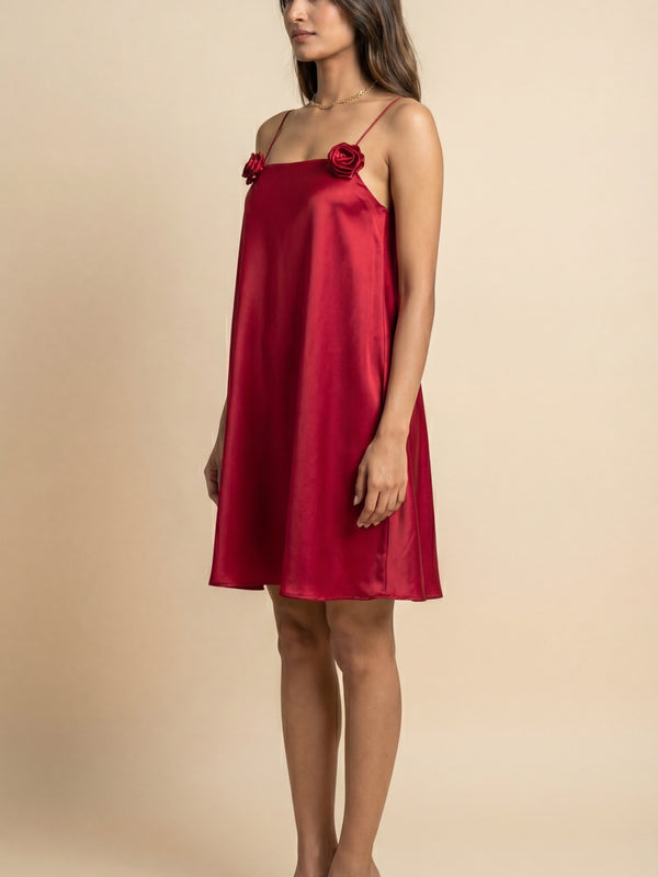 Wine Solid Mini Dress