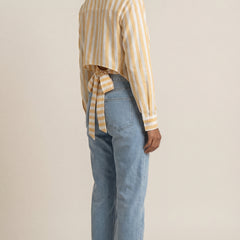 Striped Cotton Slub Shirt with a Tie Up Back
