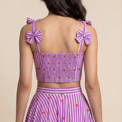 Heart Striped Printed Top & Skirt Co-ord