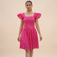 Pink Checked Mini Dress
