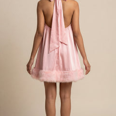 Rosy Pink Halter Neck Mini Dress