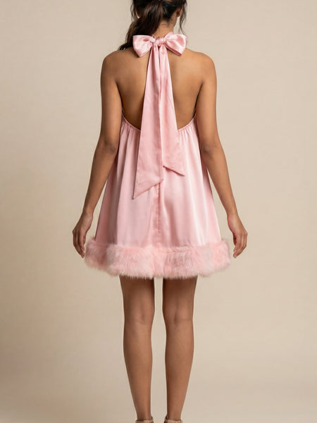 Rosy Pink Halter Neck Mini Dress