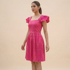 Pink Checked Mini Dress