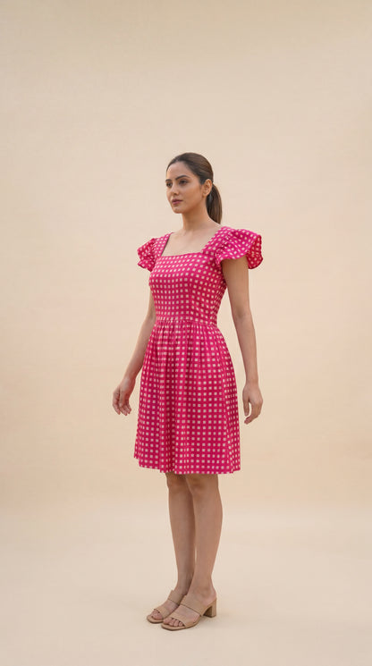 Pink Checked Mini Dress
