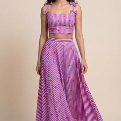 Heart Striped Printed Top & Skirt Co-ord