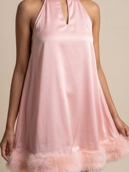 Rosy Pink Halter Neck Mini Dress