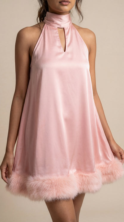 Rosy Pink Halter Neck Mini Dress