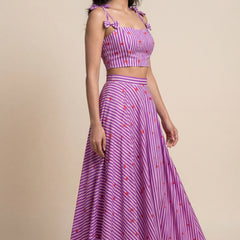 Heart Striped Printed Top & Skirt Co-ord