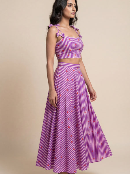 Heart Striped Printed Top & Skirt Co-ord