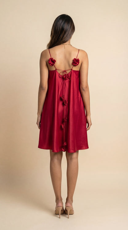 Wine Solid Mini Dress