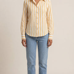 Striped Cotton Slub Shirt with a Tie Up Back