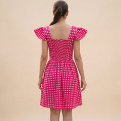 Pink Checked Mini Dress