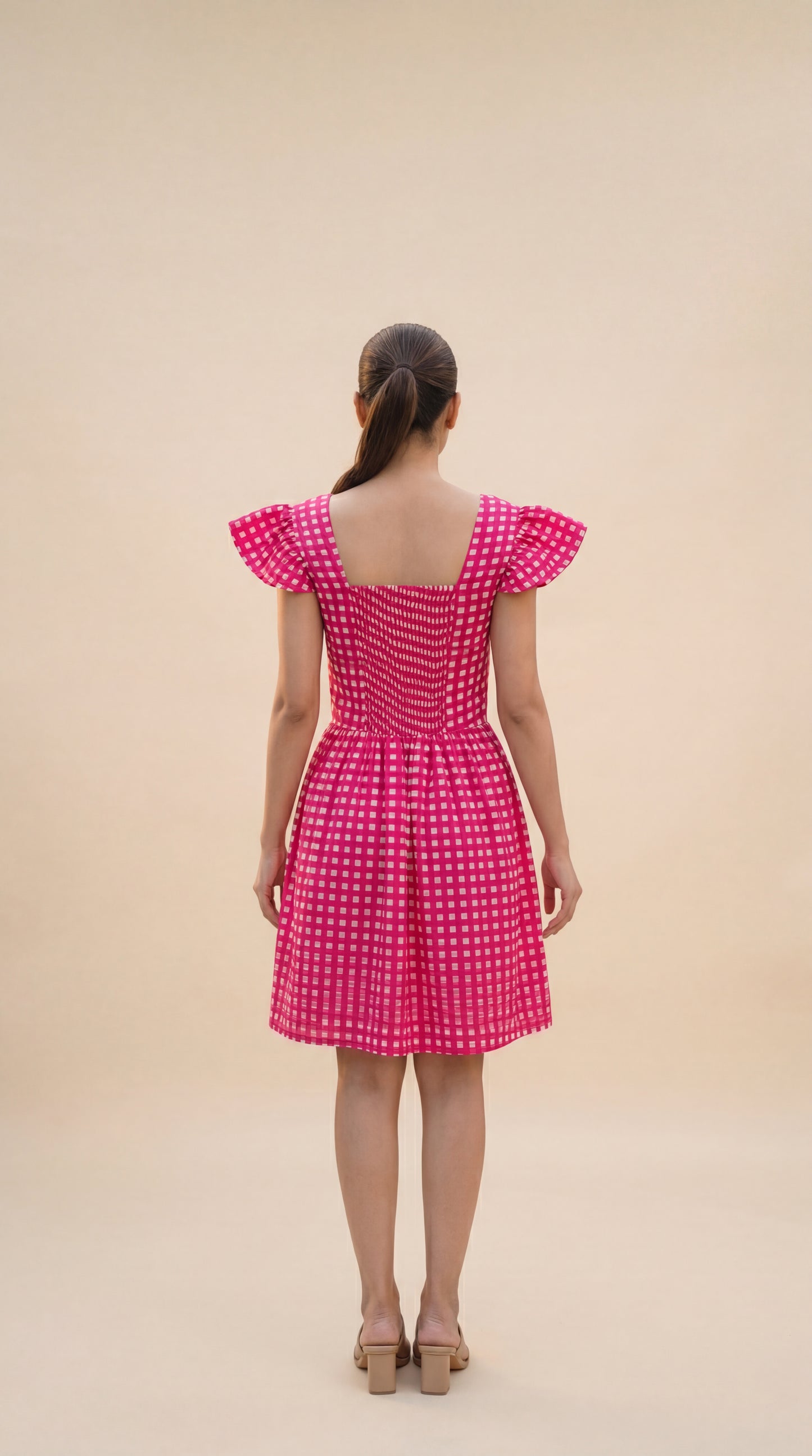 Pink Checked Mini Dress